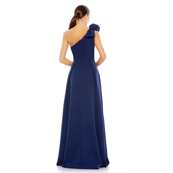 NWOT IEENA for Mac Duggal BOW ONE SHOULDER NAVY BLUE A-LINE FORMAL GOWN SZ 16 - Picture 3 of 12